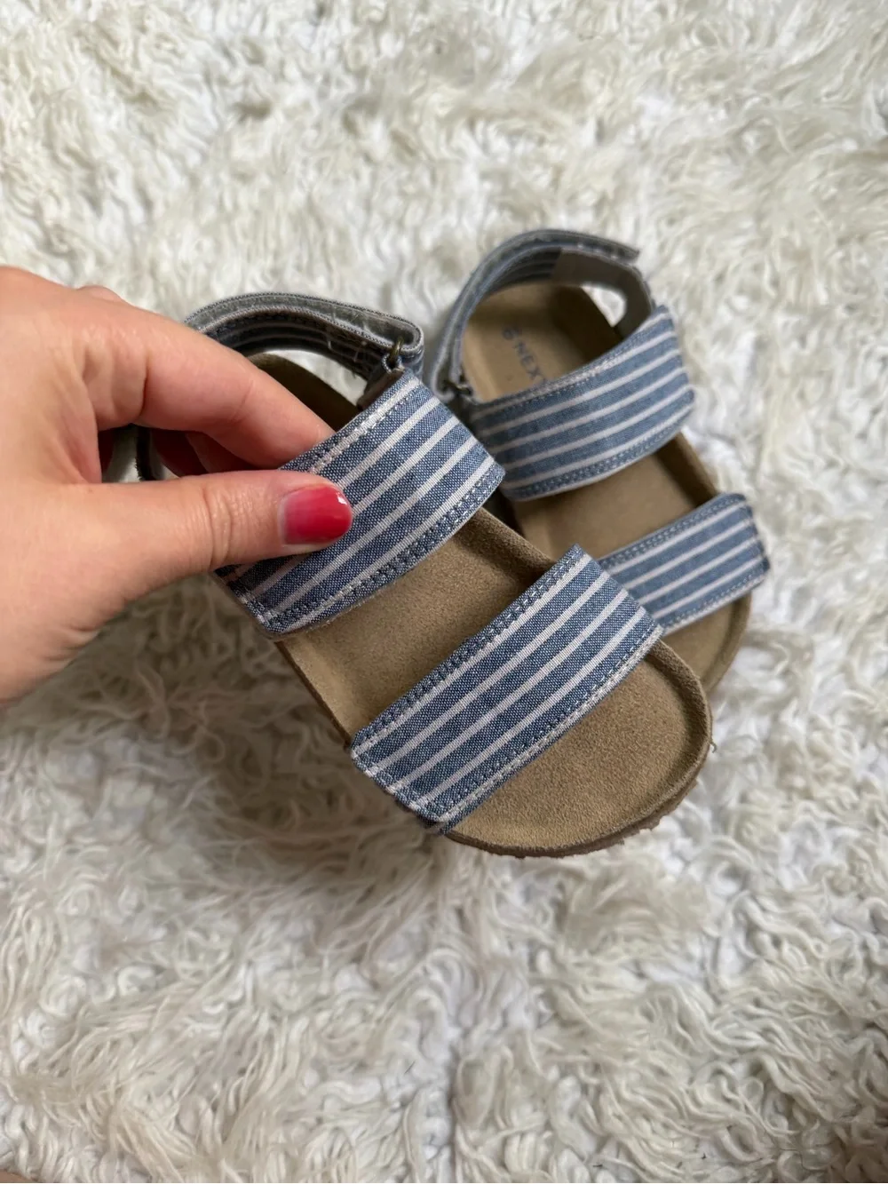 next Blue and White Striped Hook-and-Loop Kids Sandals